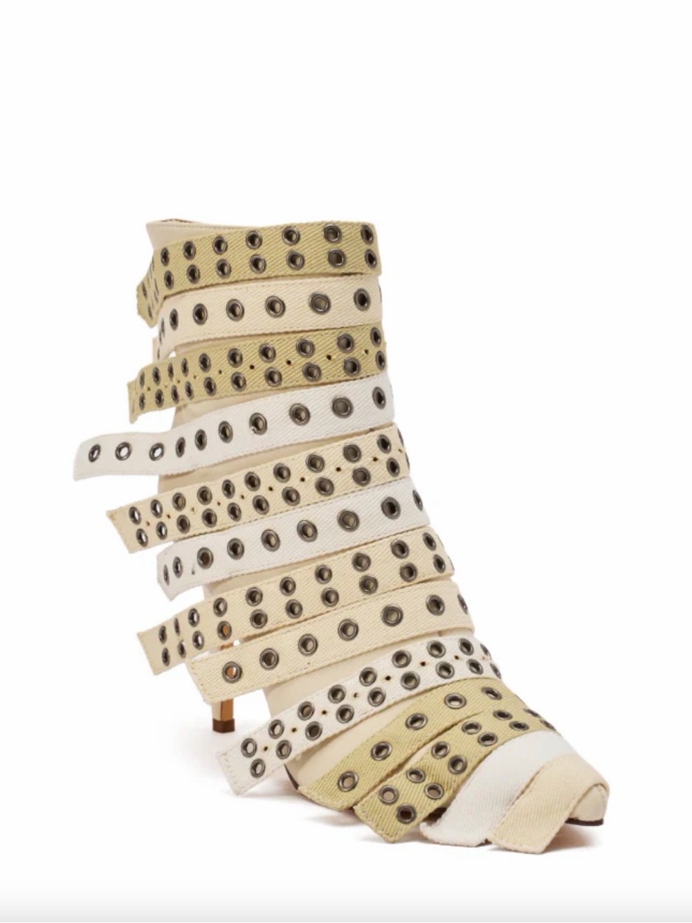 Azalea Wang Cream Strappy Eyelet Stiletto Sandal - Picture 5 of 6